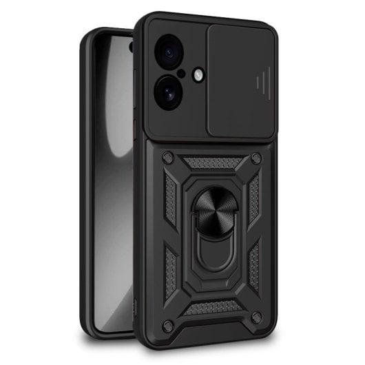 Capa cool para iPhone 17 com anel rígido preto