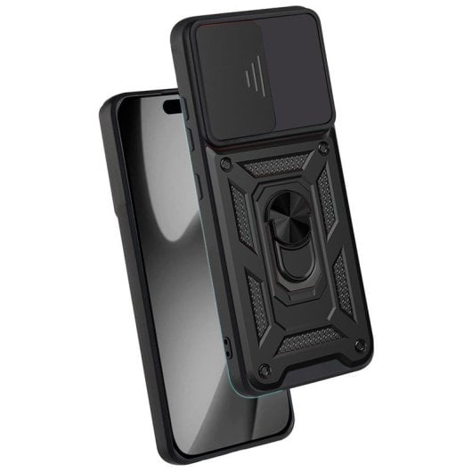 Capa cool para iPhone 17 com anel rígido preto