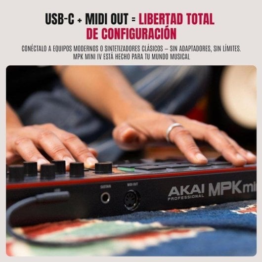 Controlador MIDI Akai MPK Mini IV 25 Teclas USB-C Pads RGB 8 Perillas Pitch Mod