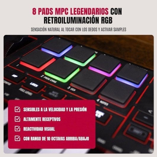 Controlador MIDI Akai MPK Mini IV 25 Teclas USB-C Pads RGB 8 Perillas Pitch Mod