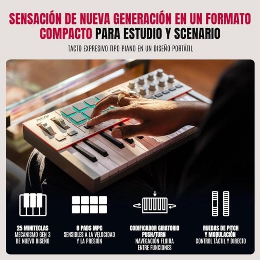 Controlador MIDI Akai MPK Mini IV 25 Teclas USB-C Pads RGB Suite DAW Integrada