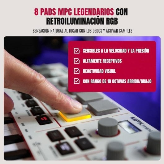 Controlador MIDI Akai MPK Mini IV 25 Teclas USB-C Pads RGB Suite DAW Integrada