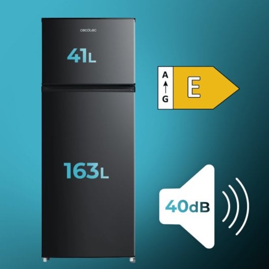 Frigorífico Dos Puertas Cecotec Bolero CoolMarket 2D 204 Defrost 143cm 204L E Negro