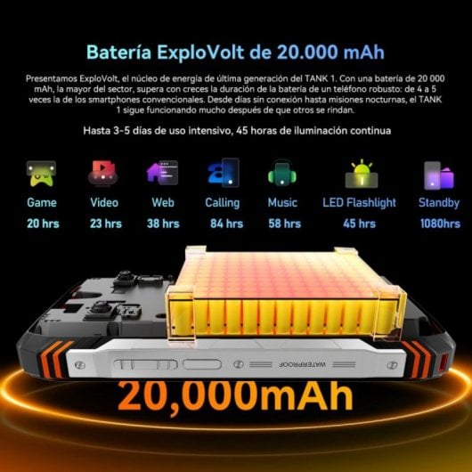 Oscal Tank 1 12GB 256GB 6.78" IPS 5G Dual SIM 20000mAh 55W Akku 64MP NFC IP69K Android 13 Orange