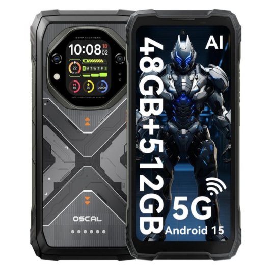 Oscal Tank 1 16GB 512GB 6.78" IPS FHD+ 5G Dual SIM Câmara 64MP NFC IP69K Android 15 Preto