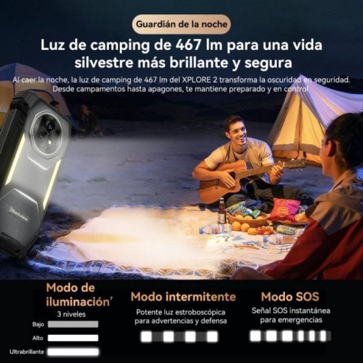 Blackview Xplore 2 12GB 256GB 6.73" AMOLED 5G Dual SIM Batería 20000mAh Carga 120W Android 15 Negro