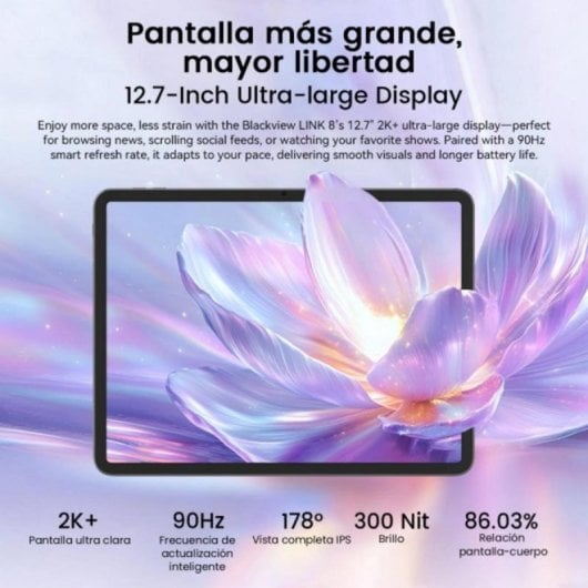 Tablet Blackview LINK 8 12,7" 256GB WiFi 8400mAh Android 15 con tastiera Nera
