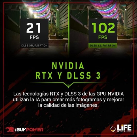 PC Sobremesa IBUYPOWER Fighter Rogue Lite AMD Ryzen 5 4500 16GB 1TB SSD RTX 3050 Windows 11 Home