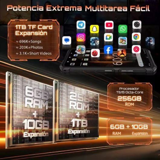 Cubot KingKong ES 3 6GB 256GB 6.74" HD+ 90Hz 4G Dual SIM Certificacion IP68 10200mAh NFC Android 15 Negro