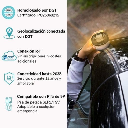 Baliza V16 Quo Homologada Geolocalización DGT 3.0 LED eSIM Pagada y Ventosa Magnética