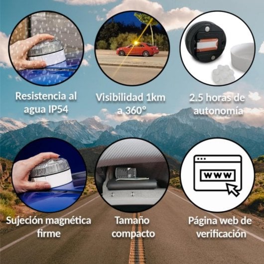 Baliza V16 Quo Homologada Geolocalización DGT 3.0 LED eSIM Pagada y Ventosa Magnética