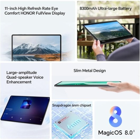 Tablet Honor Pad X8a 11" 4GB 64GB Wifi 8300mAh Android 14 Gris
