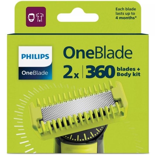 Tête de rasage Philips Norelco OneBlade QP624/50 2 lames Lime Argent compatibilité étendue