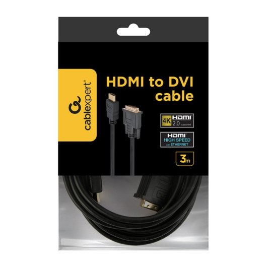 Cable Gembird CC-HDMI-DVI-3M HDMI a DVI-D 3 m chapado en oro negro macho-macho