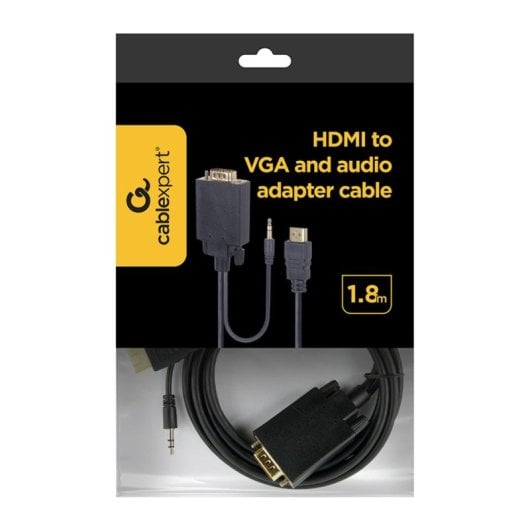 Cable adaptador HDMI a VGA Gembird A-HDMI-VGA-03-6 1,8 m audio 3,5 mm Full HD