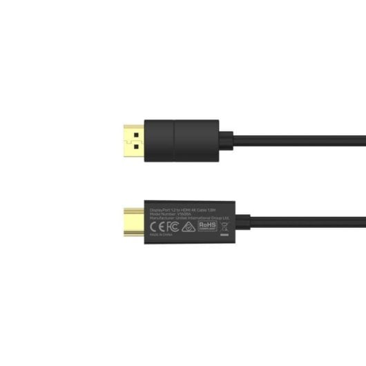 Kabel UNITEK V1608A DisplayPort HDMI 1,8 m Aluminium Grau 4K 60Hz HDCP 2.2