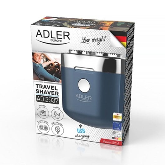 Máquina de afeitar Adler AD 2937 azul batería Li-Ion 250 mAh dos cabezales USB