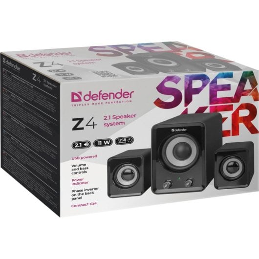 Haut-parleurs Defender 2.1 filaires 11W avec réglage des basses et alimentation USB