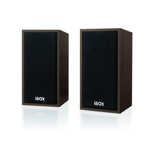 Haut-parleurs iBox de bureau filaires 2.0 10 W pour PC finition cerise