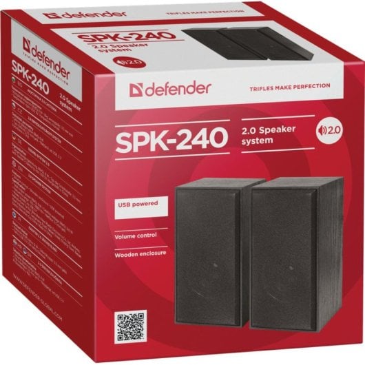 Haut-parleurs Defender 2.0 filaires 6 W USB, boîtier MDF, polyvalents noirs