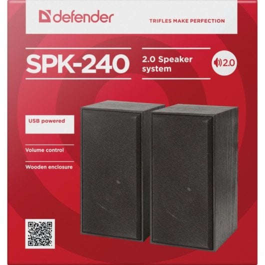 Haut-parleurs Defender 2.0 filaires 6 W USB, boîtier MDF, polyvalents noirs