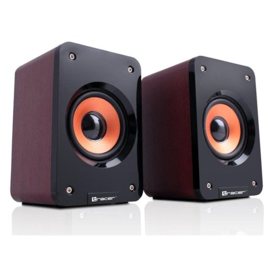 Altavoces Tracer 2.0 alámbricos 5 W madera y diseño negro-naranja USB