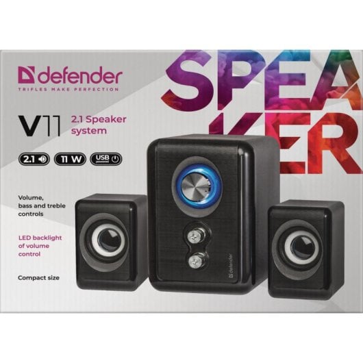 Haut-parleurs Defender filaires 11W avec réglage basses et aigus pour PC