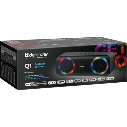 Enceintes Defender Portables stéréo Bluetooth 10W avec LED et radio FM