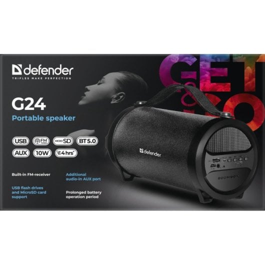 Enceinte Defender Portable Mono Bluetooth 10W microSD FM poignée noire