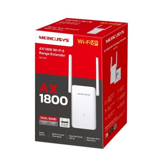 WiFi Mesh Mercusys 1 Nœud 1800 Mbit/s Dual-Band Sécurité WPA3 Extenseur Gigabit