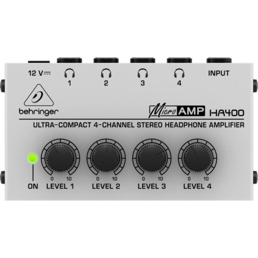 Amplificateur casque Behringer HA400 4 canaux 6,3 mm AC 230-240 V noir gris