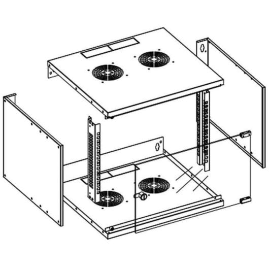 Bastidor de pared Techly I-CASE EL-1006B45 6U 50 kg Puerta de cristal Negro