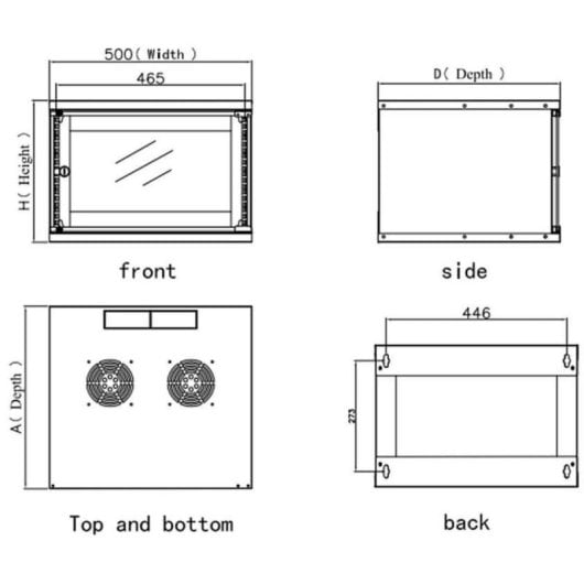 Bastidor de pared Techly I-CASE EL-1006B45 6U 50 kg Puerta de cristal Negro