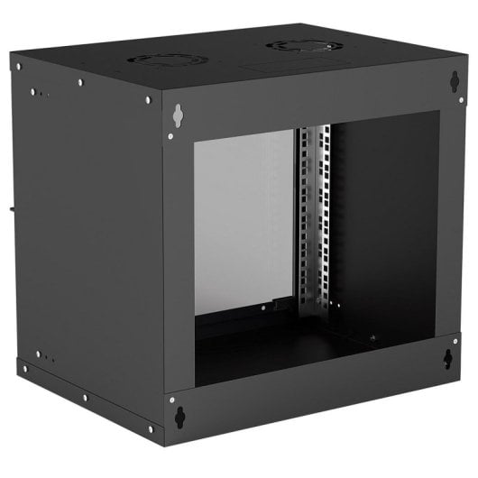 Rack de pared Intellinet 714174 9U acero galvanizado negro puerta de cristal 50 kg