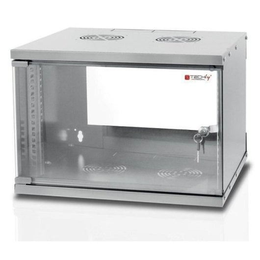 Techly I-CASE EL-1006G45 Bastidor de Parede 6U com Porta de Vidro Temperado Cinzento