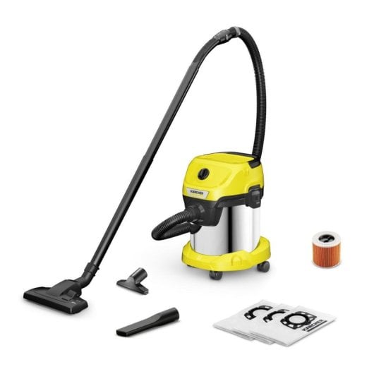 Aspiradora de tambor Kärcher WD 3 S 1000 W Seca y húmeda 15 L Acero inox