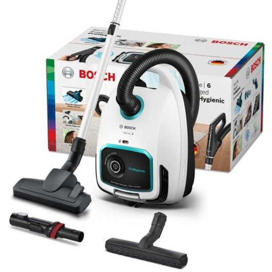 Aspirateur avec Sac Bosch Serie 6 BGL6HYG1 600W Filtre EPA 4,5L Noir et Blanc