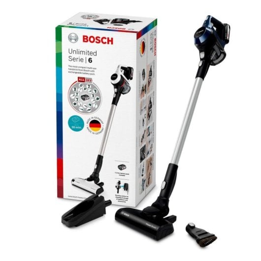 Aspiradora sin cable Bosch Serie 6 BBS611PCK 2 en 1 Filtro higiénico Autonomía 30 min Azul
