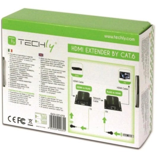 Transmisor y receptor AV Techly IDATA EXT-E70I HDMI 60 m 3D HDCP negro