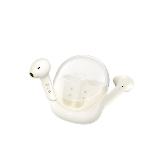 Auriculares Havit 6939119079918 inalámbricos Bluetooth para música con modo gaming beige