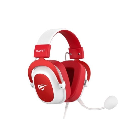 Casque Havit 6950676214147 filaire Jack 3,5 mm pour gaming micro serre-tête rouge blanc
