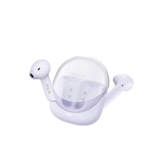 Auriculares Havit 6939119079086 inalámbricos Bluetooth para música, modo gaming, color violeta