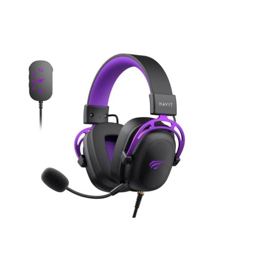 Casque Havit H2002C+U filaire Jack 3,5 mm spécial gaming avec micro détachable noir violet