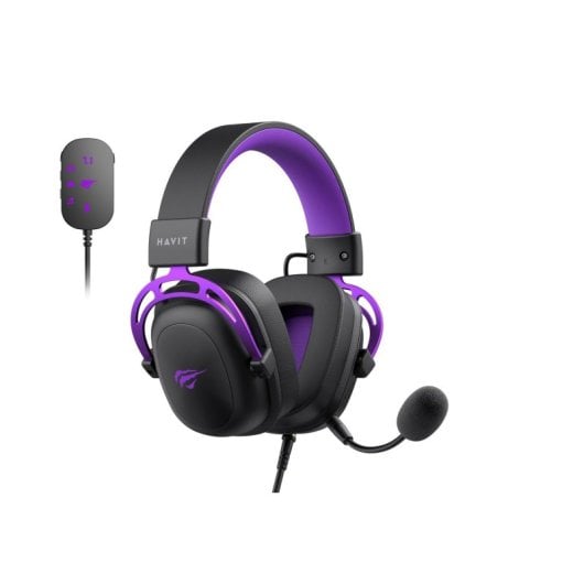 Casque Havit H2002C+U filaire Jack 3,5 mm spécial gaming avec micro détachable noir violet