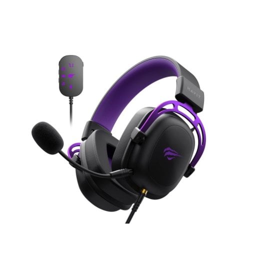 Casque Havit H2002C+U filaire Jack 3,5 mm spécial gaming avec micro détachable noir violet