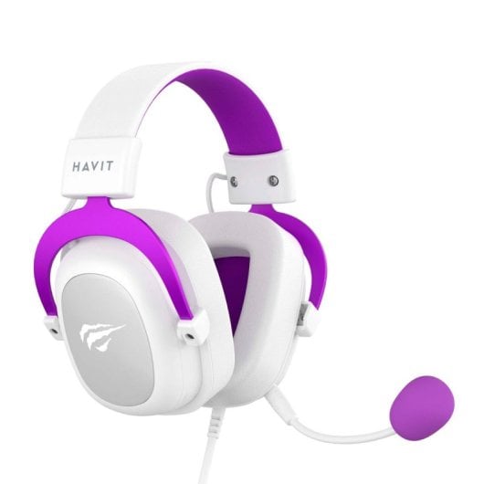 Casque Havit 6950676214154 filaire pour gaming avec microphone, violet et blanc