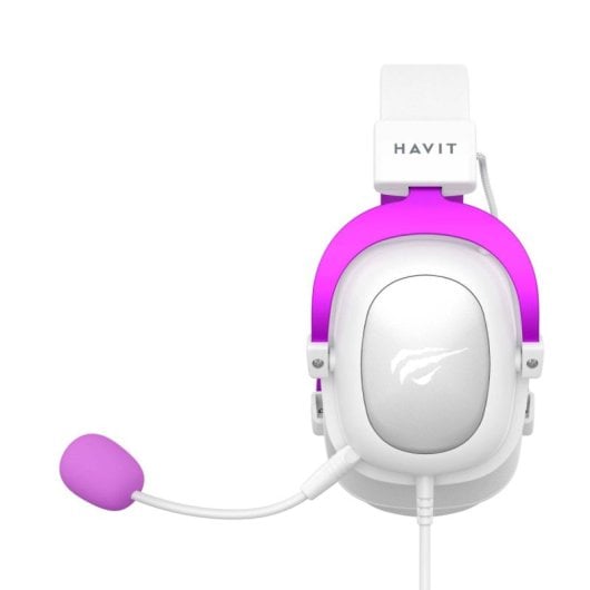 Casque Havit 6950676214154 filaire pour gaming avec microphone, violet et blanc
