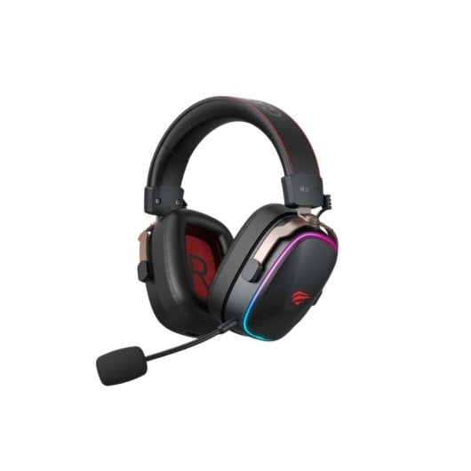 Casque Havit 6939119065584 Gaming filaire et sans fil Bluetooth, micro boom, noir et rouge