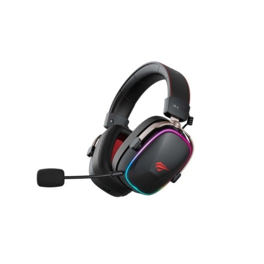 Casque Havit 6939119065584 Gaming filaire et sans fil Bluetooth, micro boom, noir et rouge