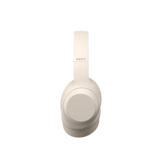 Casque Havit H628BT sans fil et filaire Bluetooth 5.3 pour musique, pliable, beige